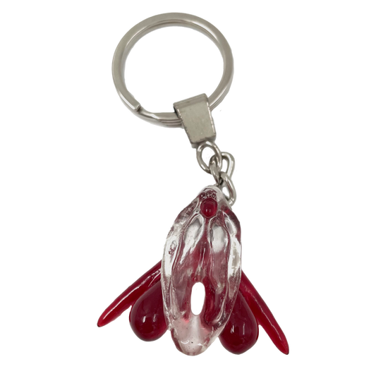 Stylized Clitoris + Vulva Keychain (red)